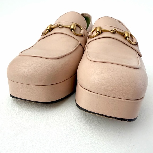 GUCCI || Houdan Blush Leather Horsebit Loafer Pumps Block Heel EU 40.5 - Picture 3 of 16